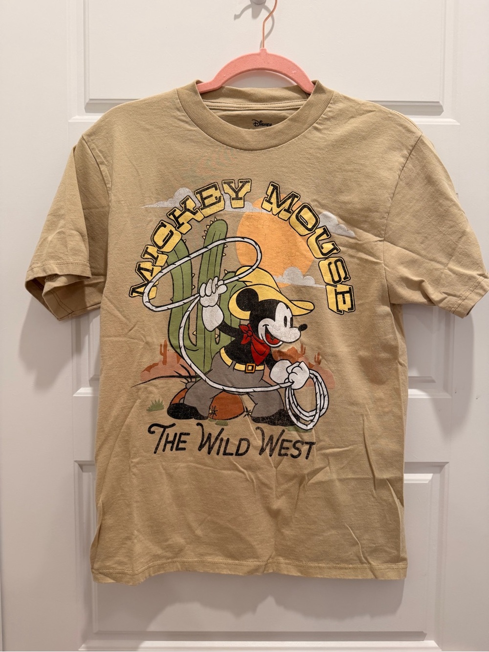 Disney Mickey Mouse The Wild West Tan T-Shirt Size small